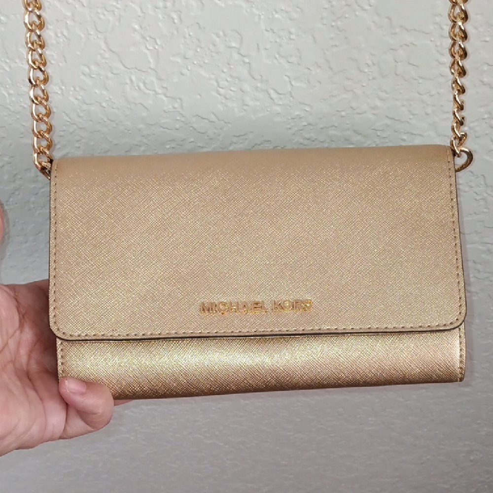 Michael Kors Preloved Metallic Gold Crossbody Bag
